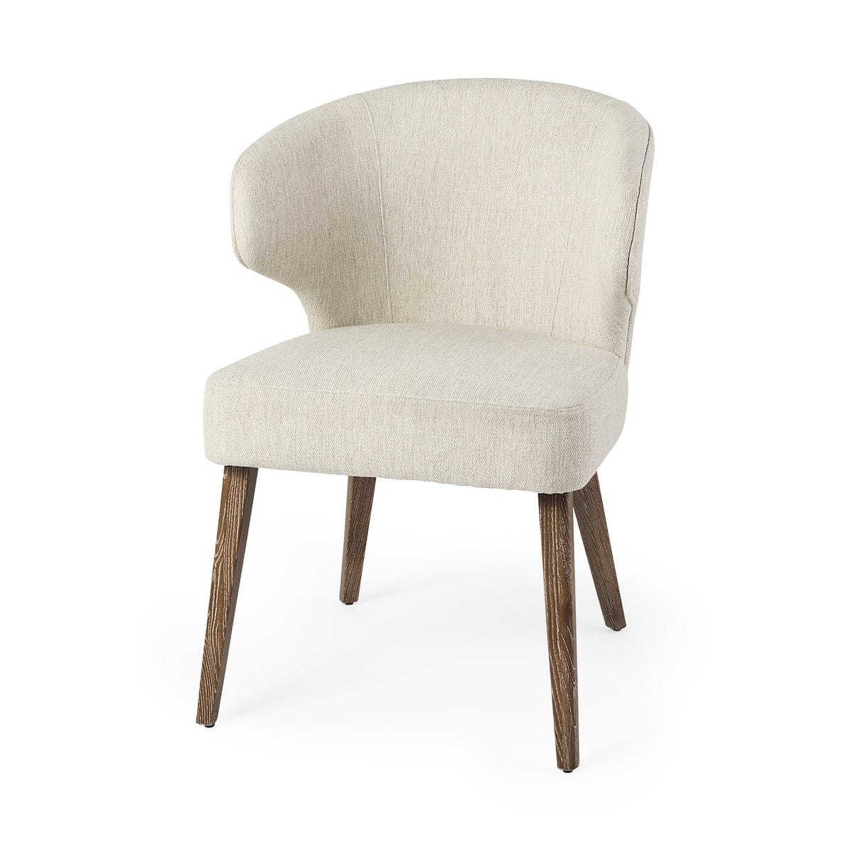 Niles 22.5L x 24.0W x 32.0H Cream Fabric Seat W/ Medium Brown Wooden Legs Wingback Dining Chair