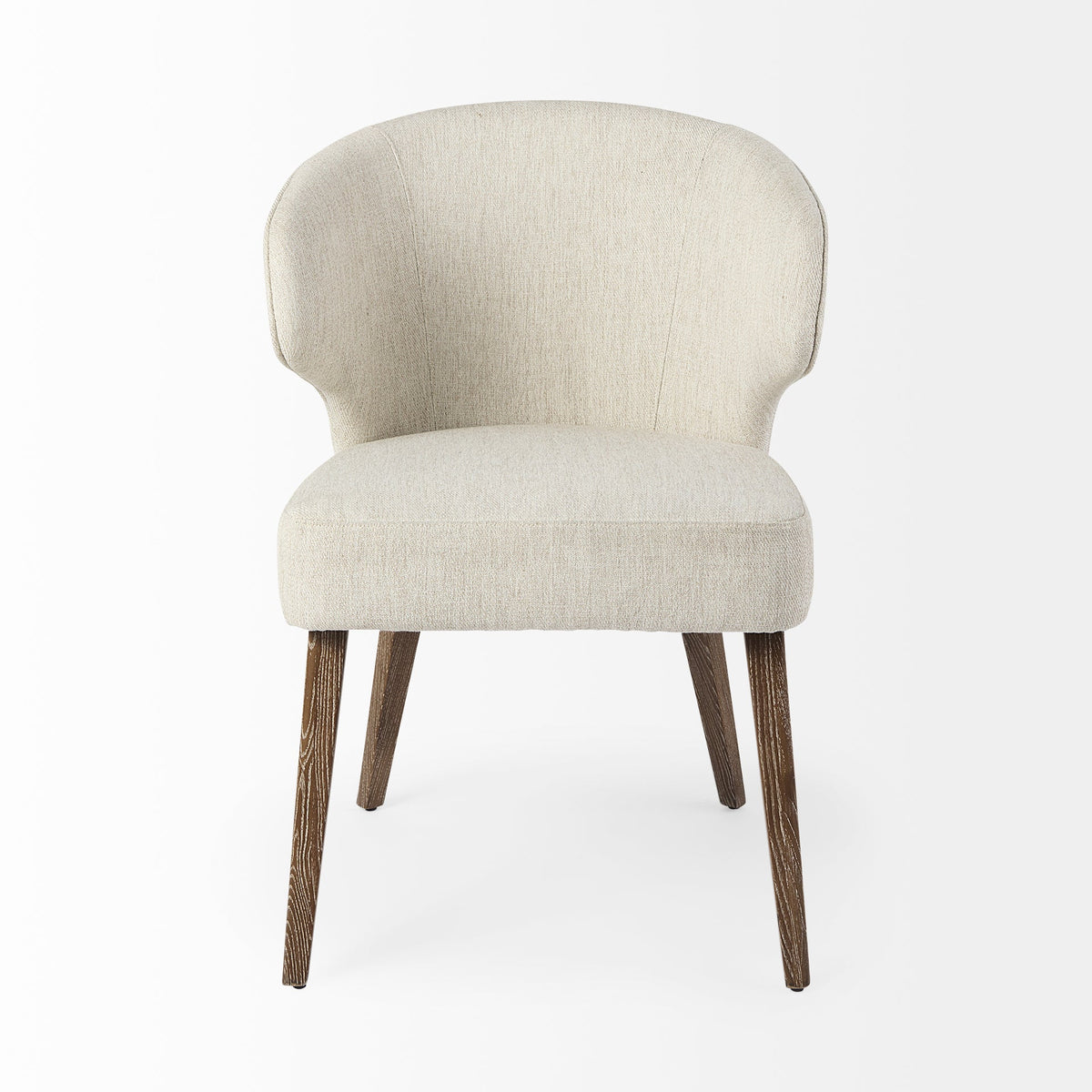 Niles 22.5L x 24.0W x 32.0H Cream Fabric Seat W/ Medium Brown Wooden Legs Wingback Dining Chair