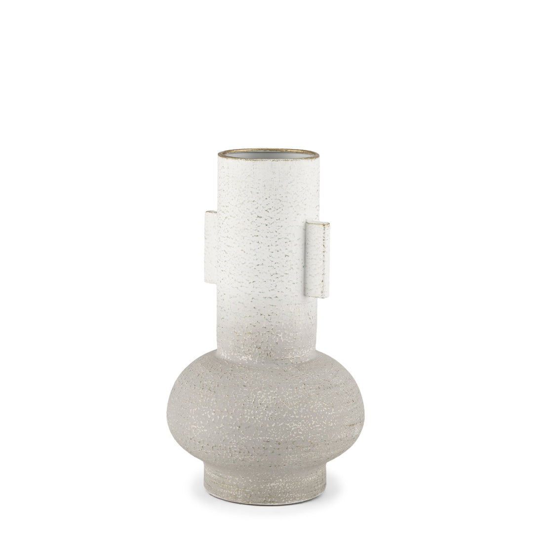 Torres Small Textured Off White w/ Gold Metal Vase