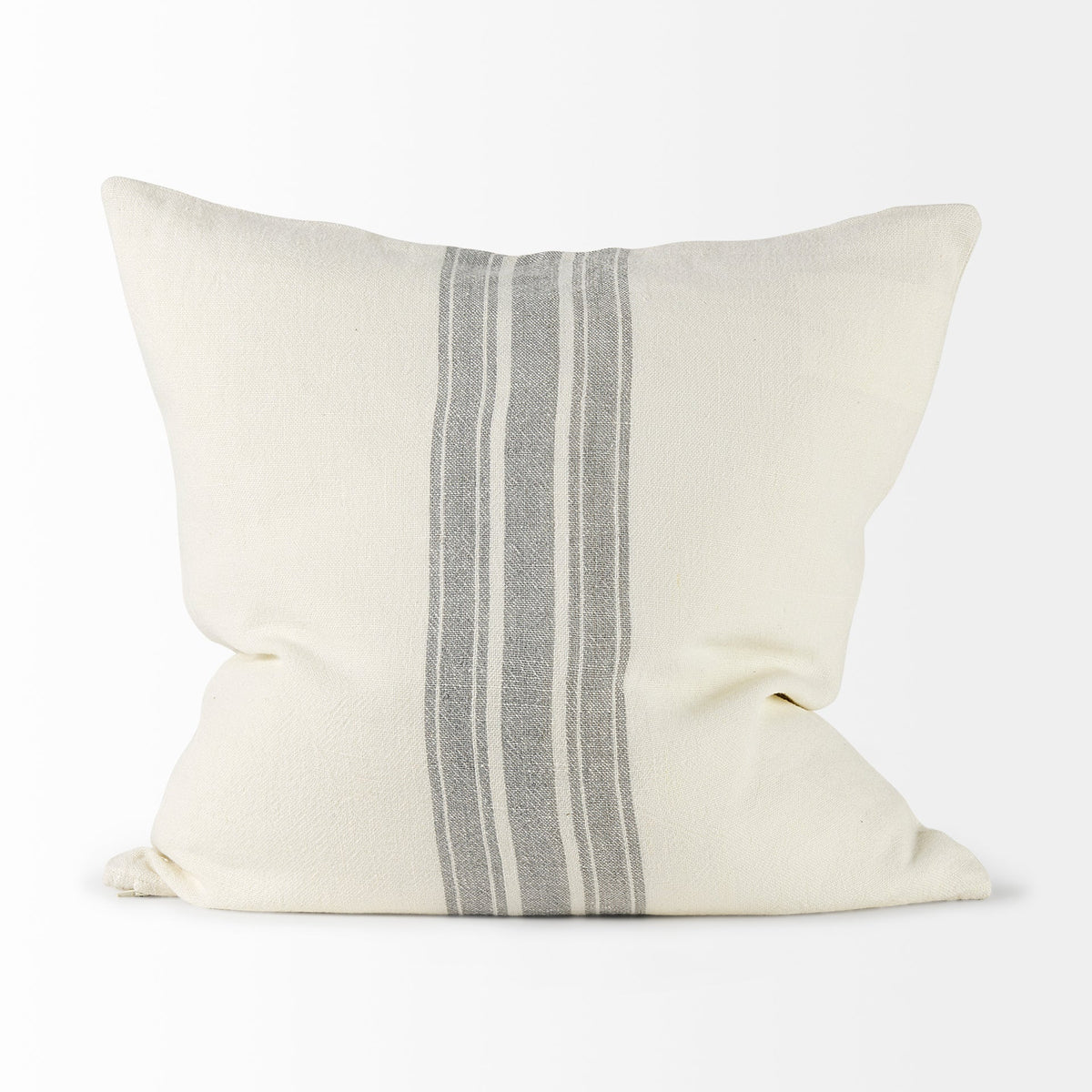 Patrice 22x22 Cream With Gray Stripes Pillow Cover w/Filler, Set of 2