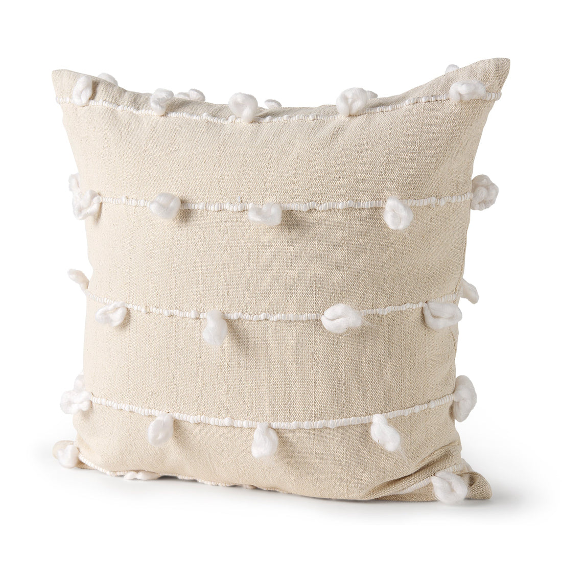 Erica 20x20 Cream With White Detail Pillow Cover w/Down Filler, Set of 2