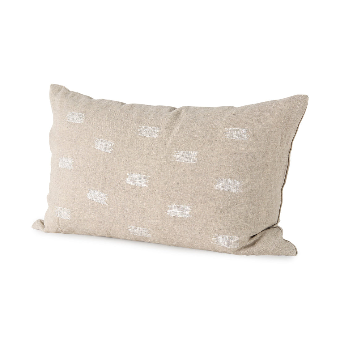 Lacey 13x21 Beige/White Decorative Pillow Cover w/Non-Allergen Filler, Set of 2