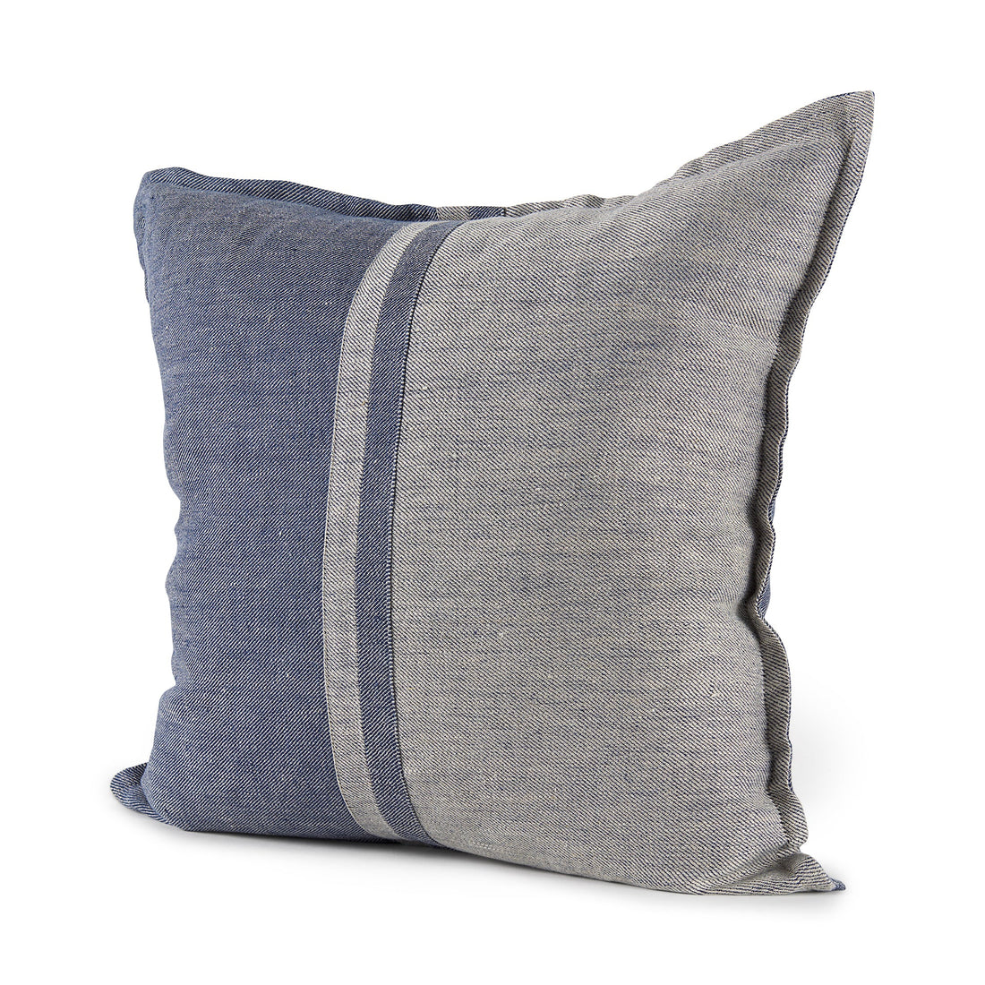 Aubrielle 20x20 Gray and Blue FabricPillow Cover w/Non-Allergen Filler, Set of 2