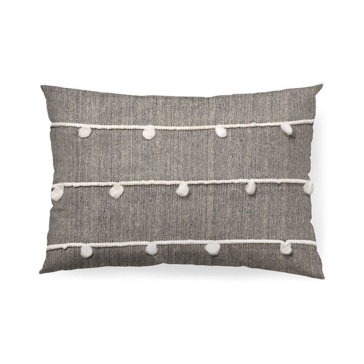Linda 13x21 Navy And Cream With White Detail Pillow Cover w/Non-Allergen Filler, Set of 2