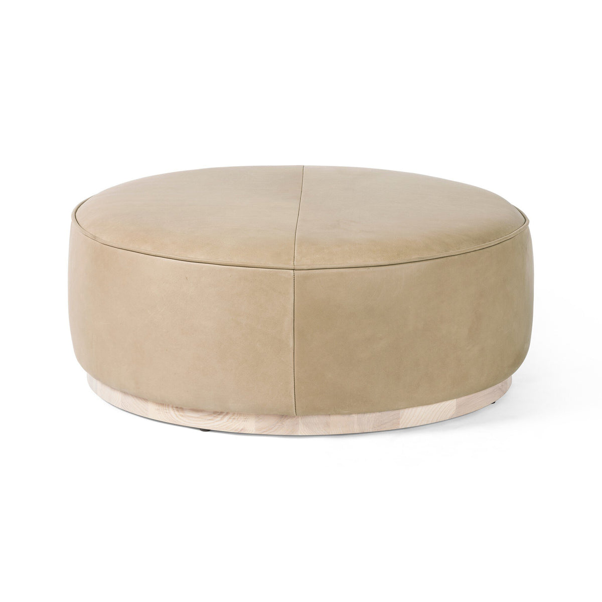 Sinclair Large Round Ottoman in Harness Burlap