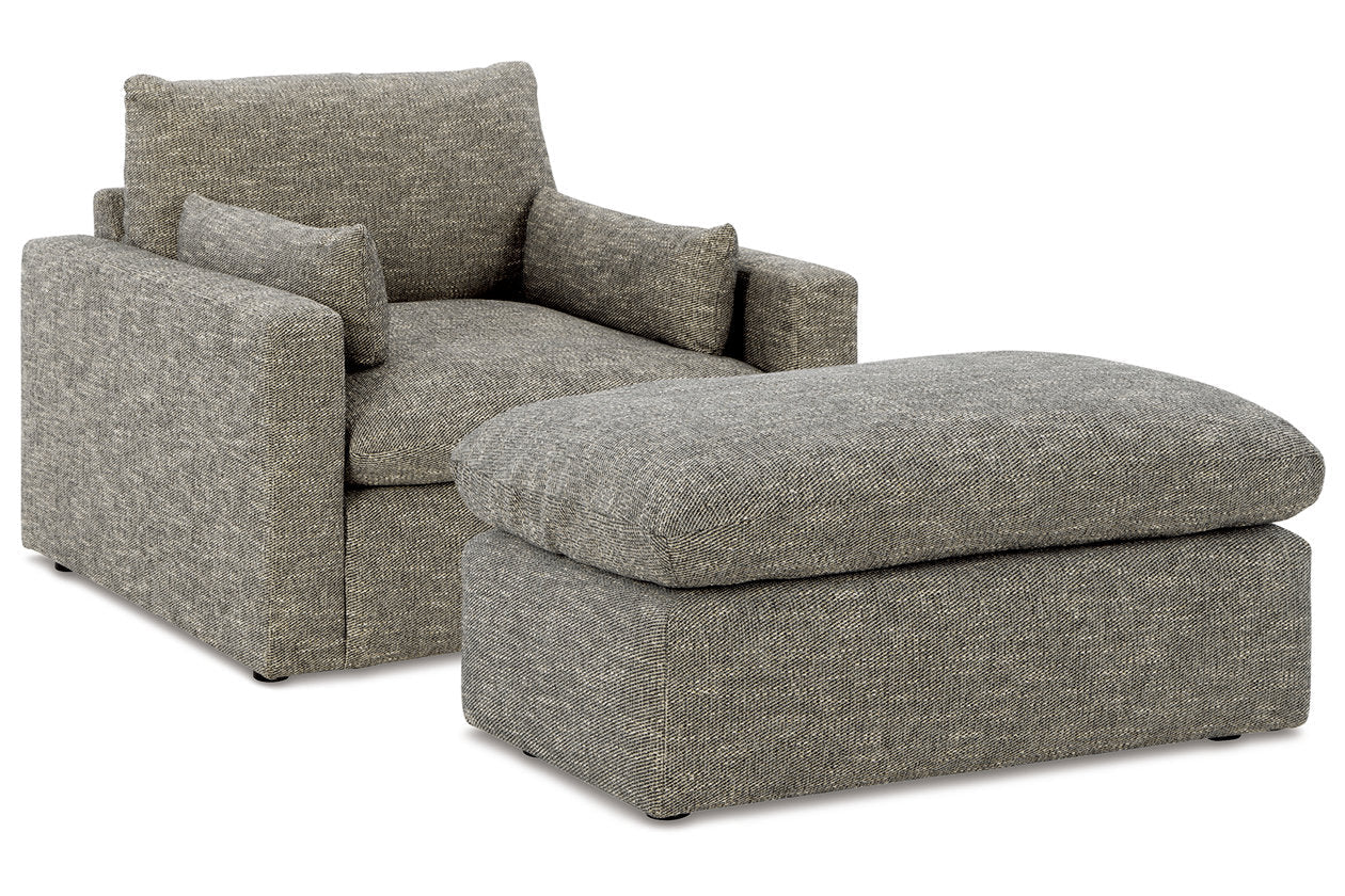 Dramatic Granite Oversized Chair and Ottoman - Ashley - Luna Furniture
