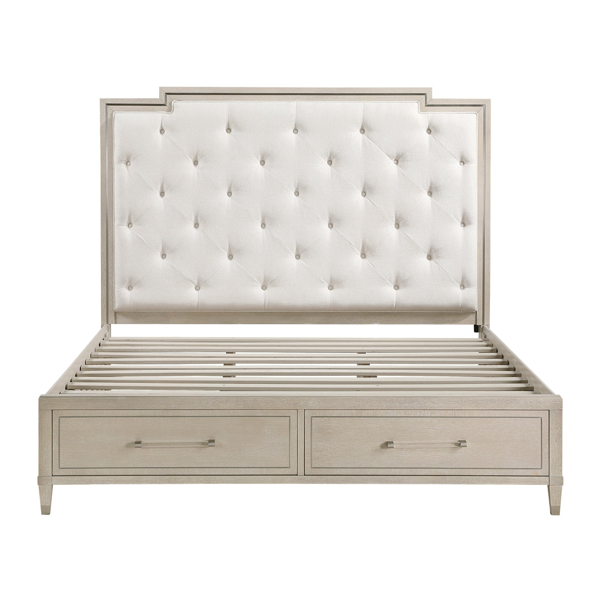 Genoa Light Oak King Upholstered Storage Platform Bed from Homelegance - Luna Furniture