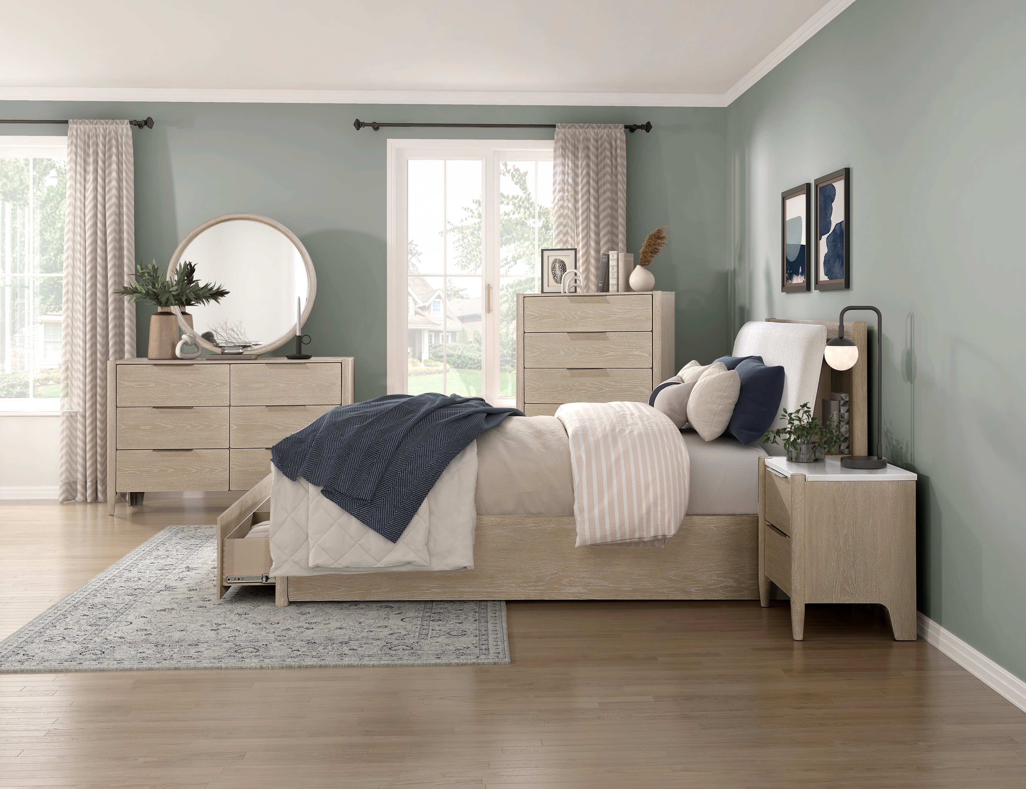 Matteo Light Oak Storage Platform Bedroom Set from Homelegance - Luna Furniture