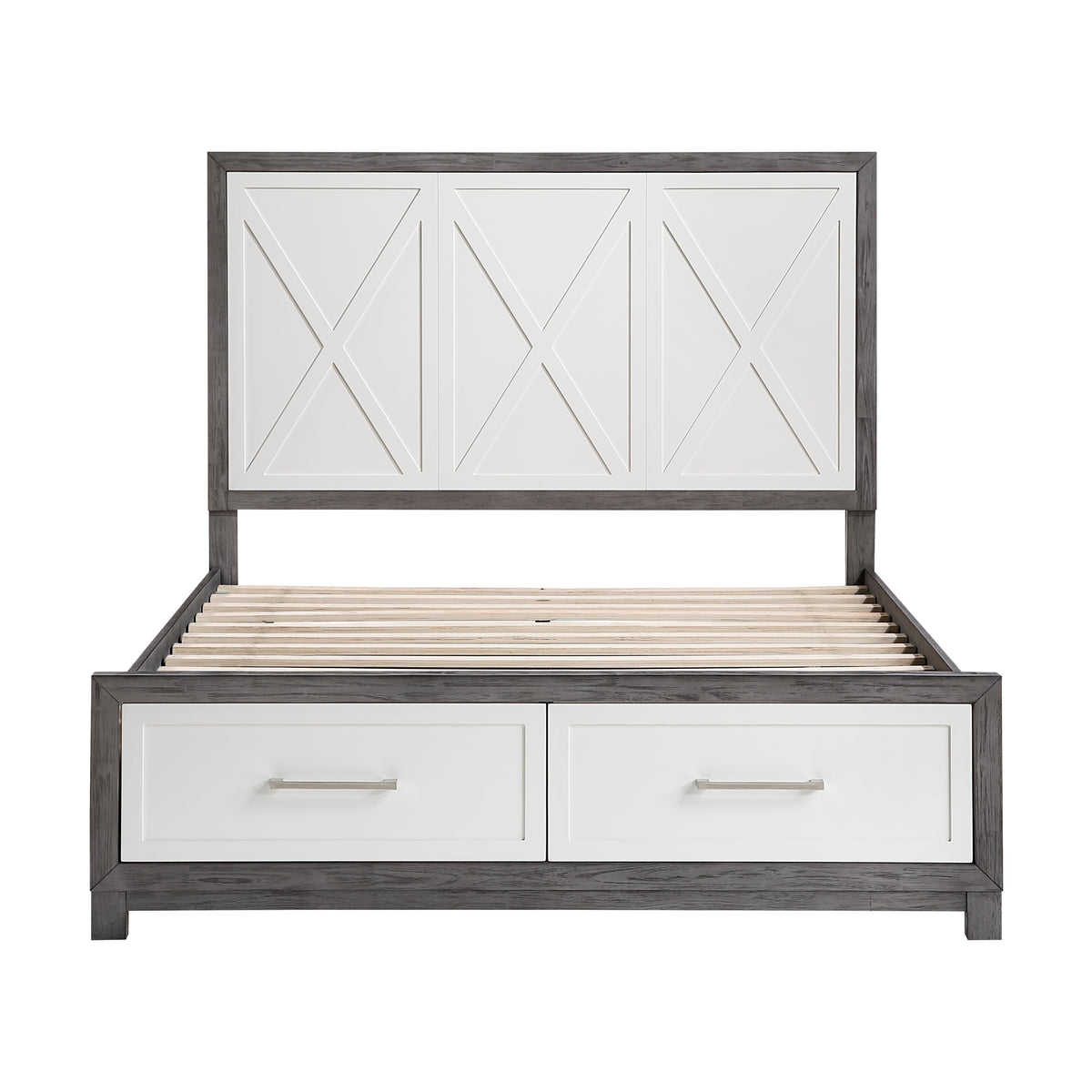 Rowan Ivory/Gray Youth Platform Bedroom Set with Footboard Storage