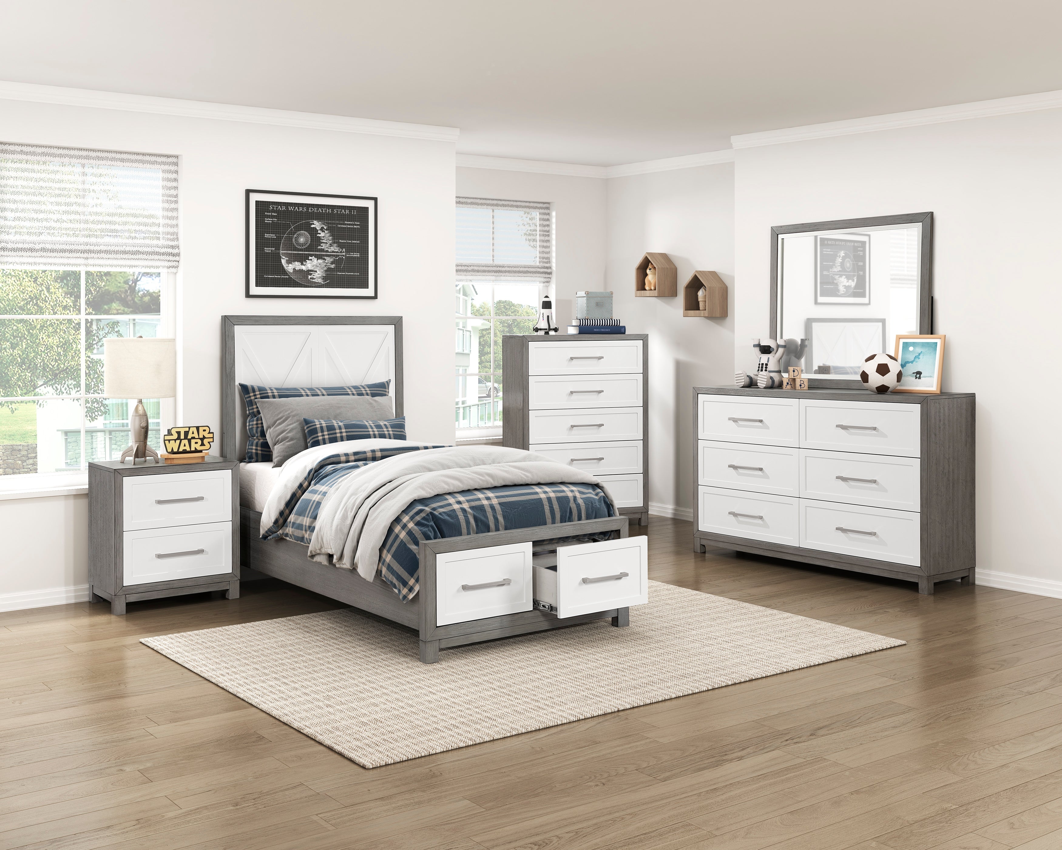 1366T-1* (3) Twin Platform Bed with Footboard Storage - 1366T-1*
