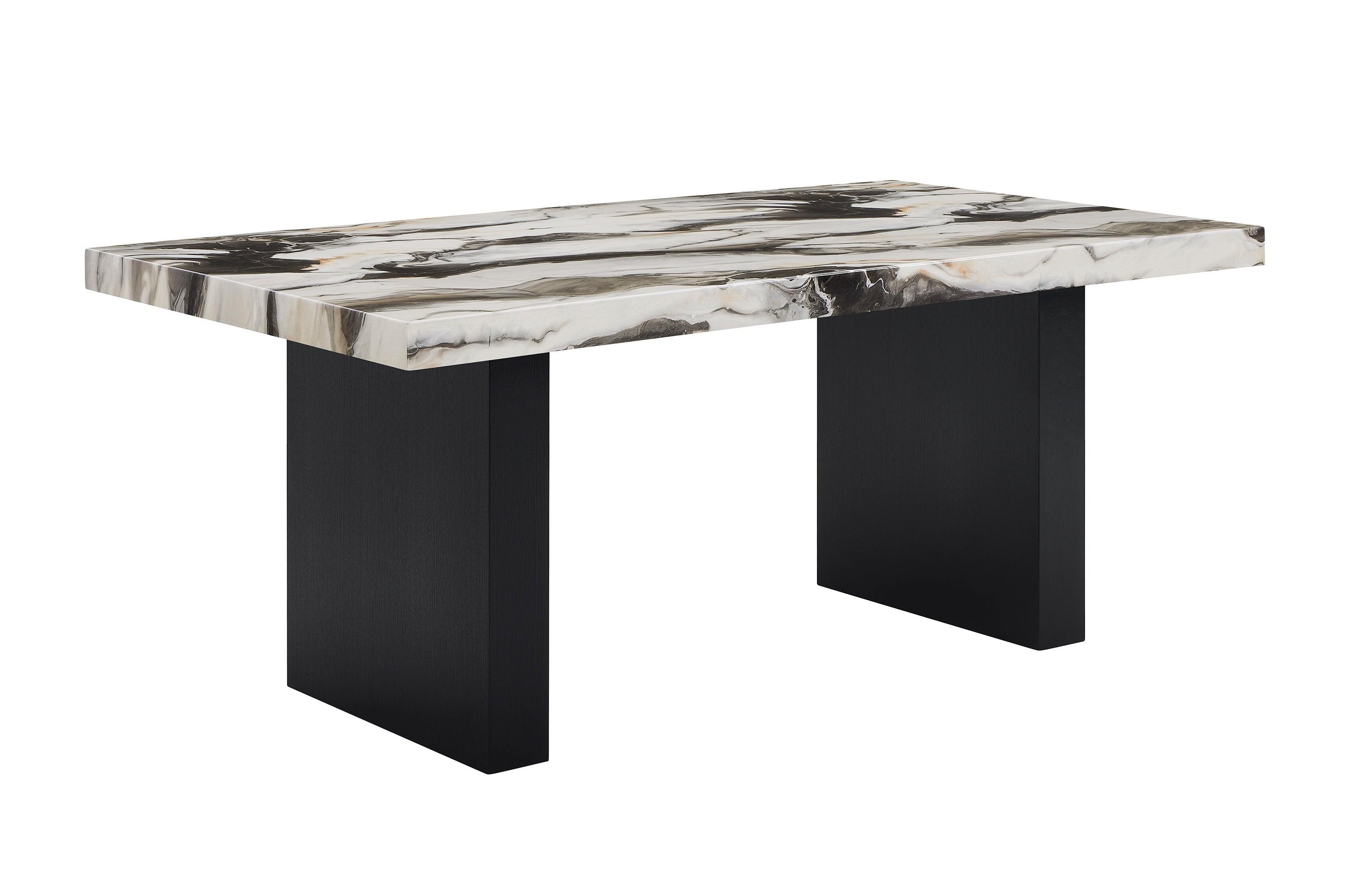 Vega Black/Brown Faux Marble Dining Set from Crown Mark - Luna Furniture