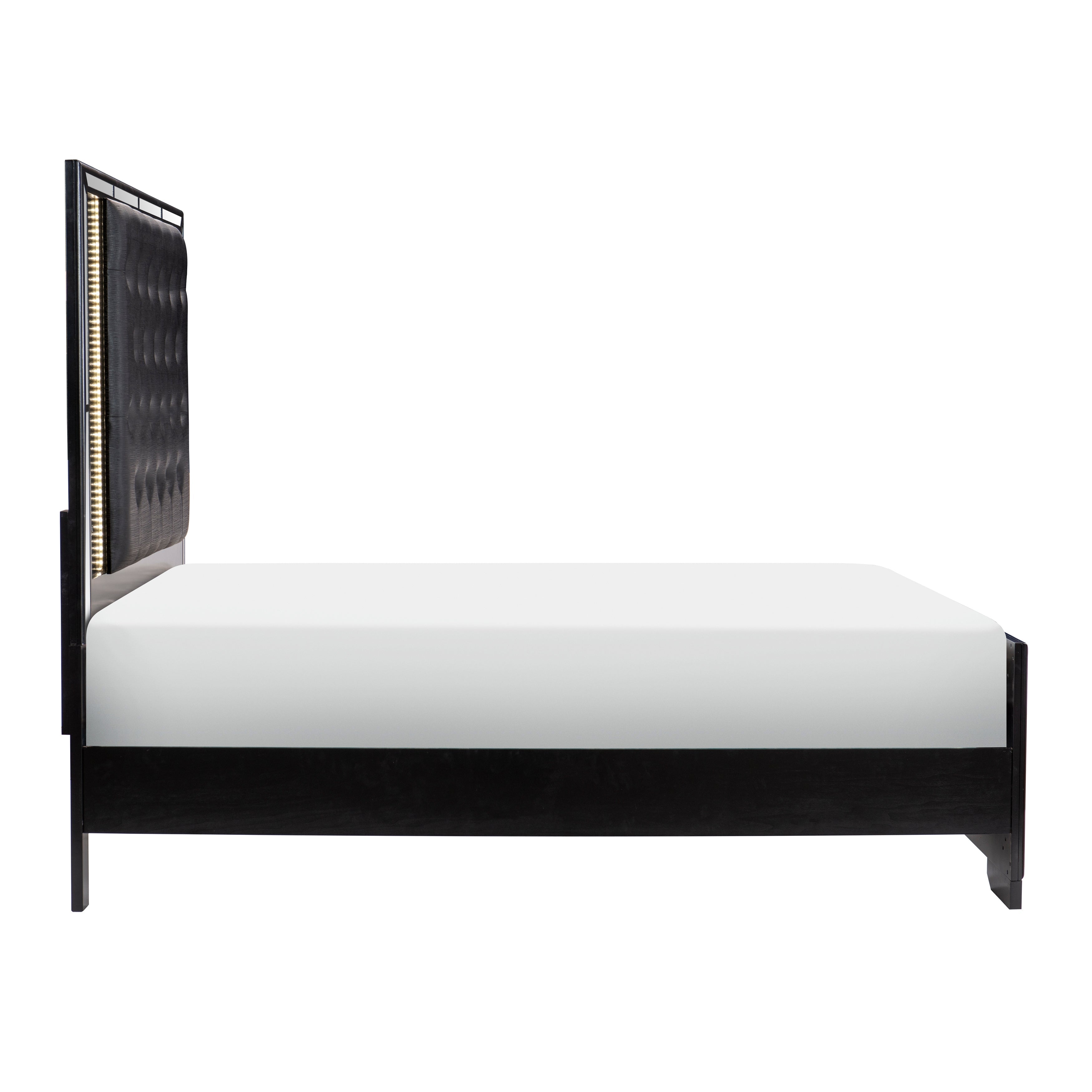 Aveline Black King LED Upholstered Panel Bed from Homelegance - Luna Furniture