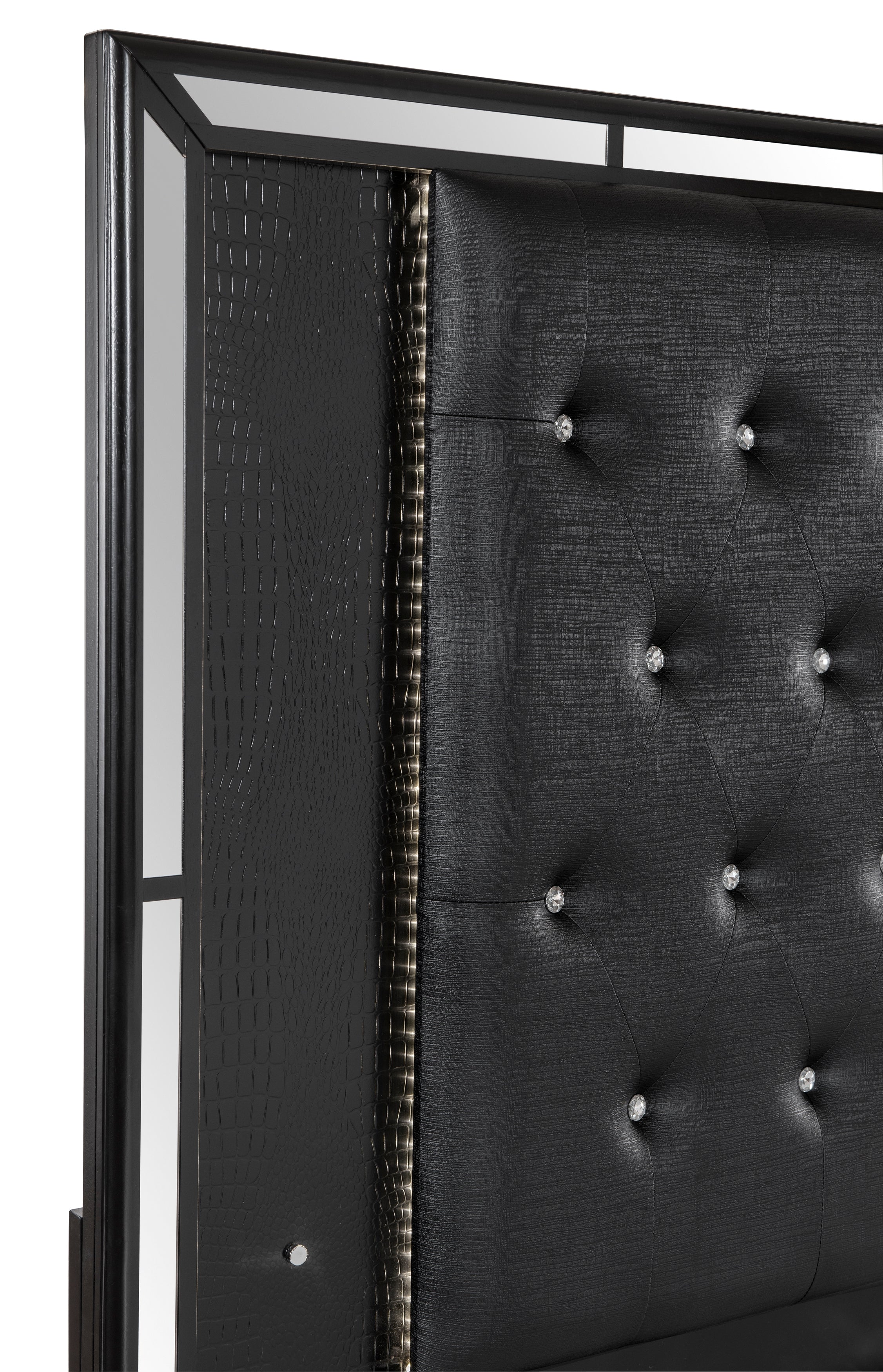 Aveline Black Queen LED Upholstered Panel Bed from Homelegance - Luna Furniture