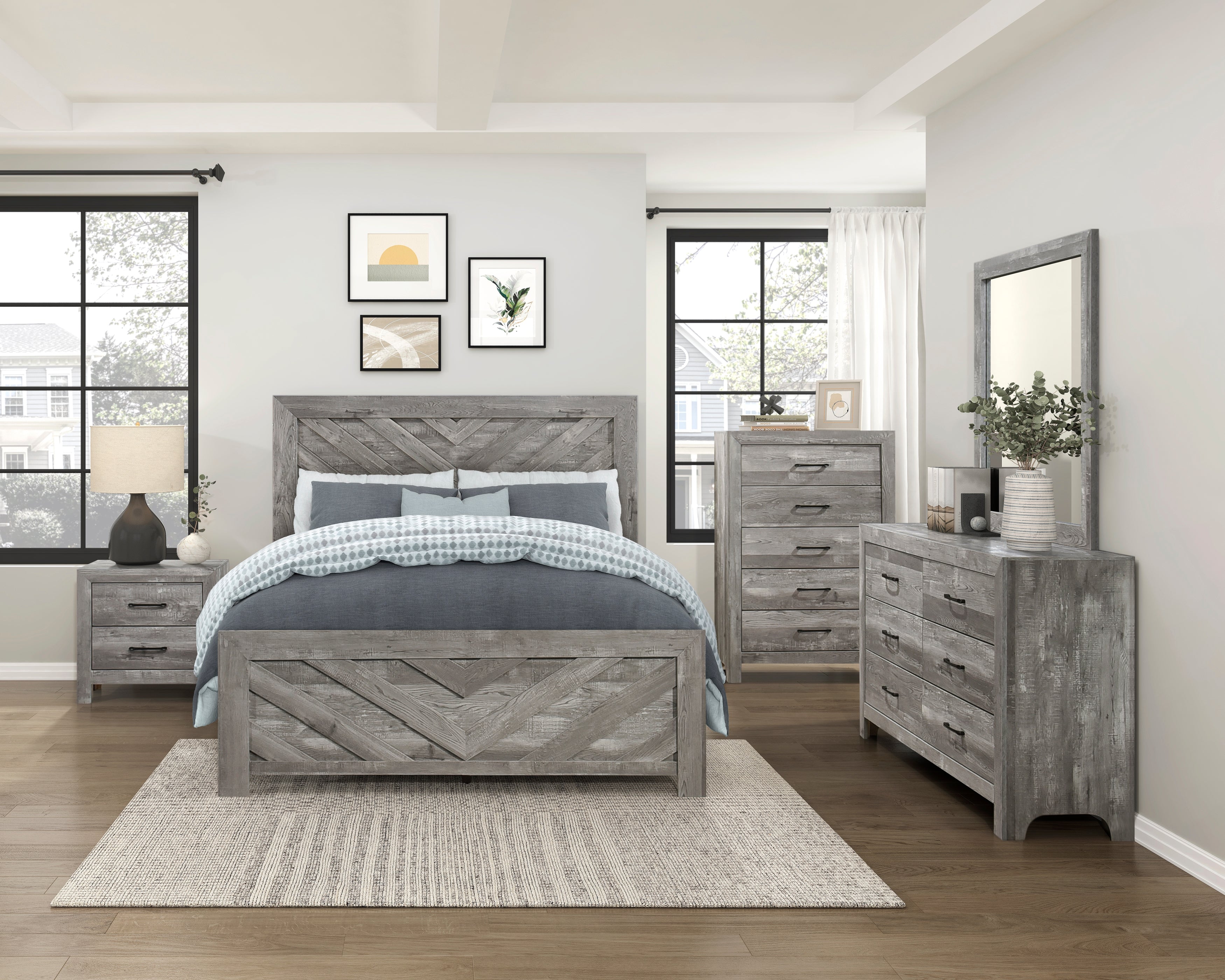 Corbin Gray V-Pattern Full Panel Bed from Homelegance - Luna Furniture