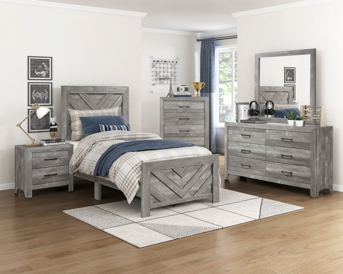Corbin Gray V-Pattern Panel Youth Bedroom Set from Homelegance - Luna Furniture