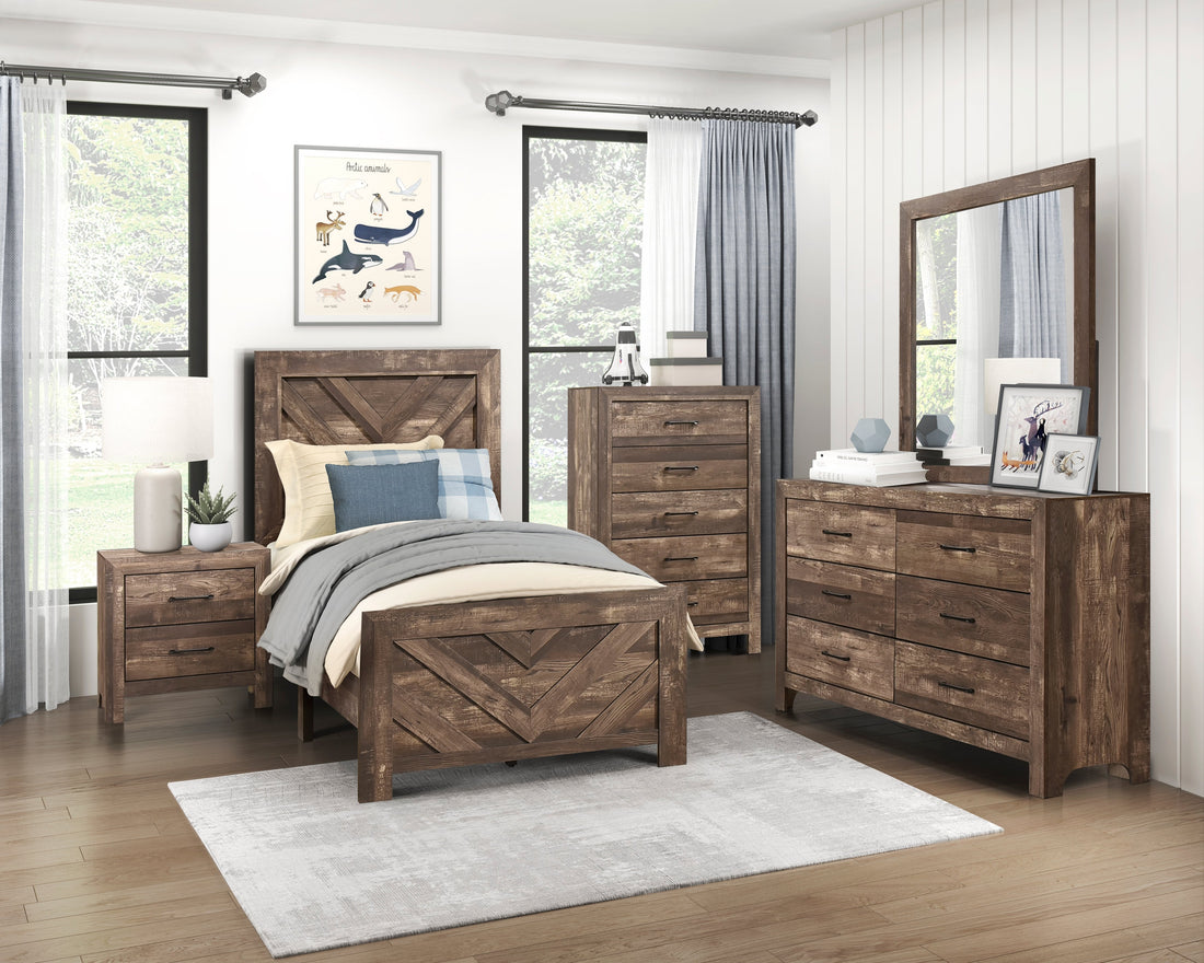 Corbin Brown V-Pattern Panel Youth Bedroom Set from Homelegance - Luna Furniture