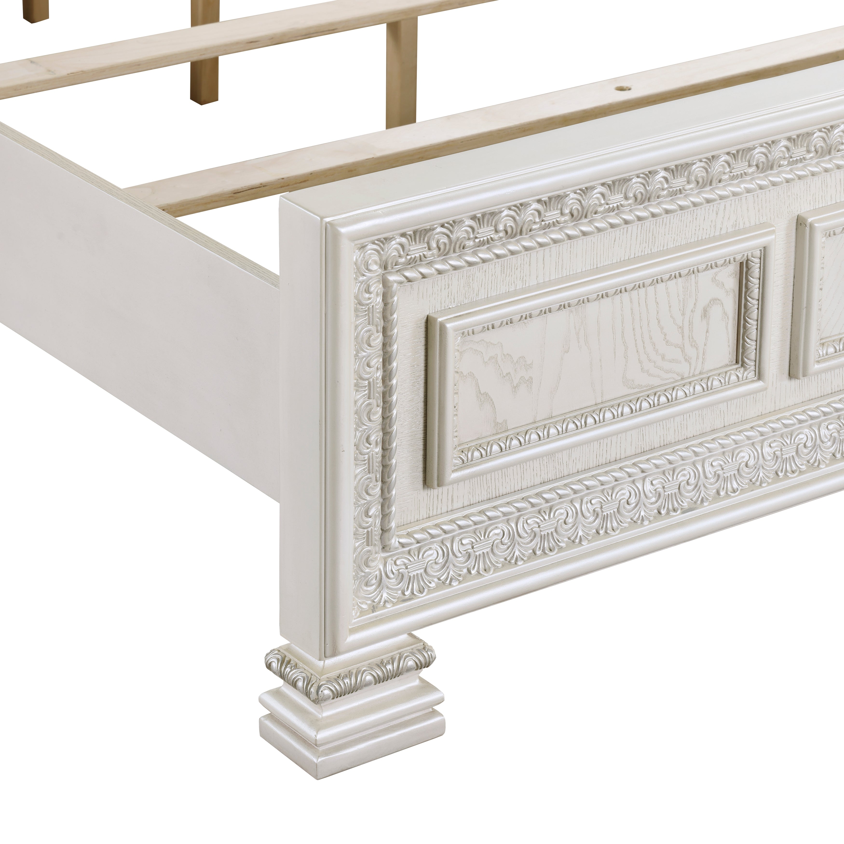 Theodora Pearl White Queen Panel Bed from Homelegance - Luna Furniture