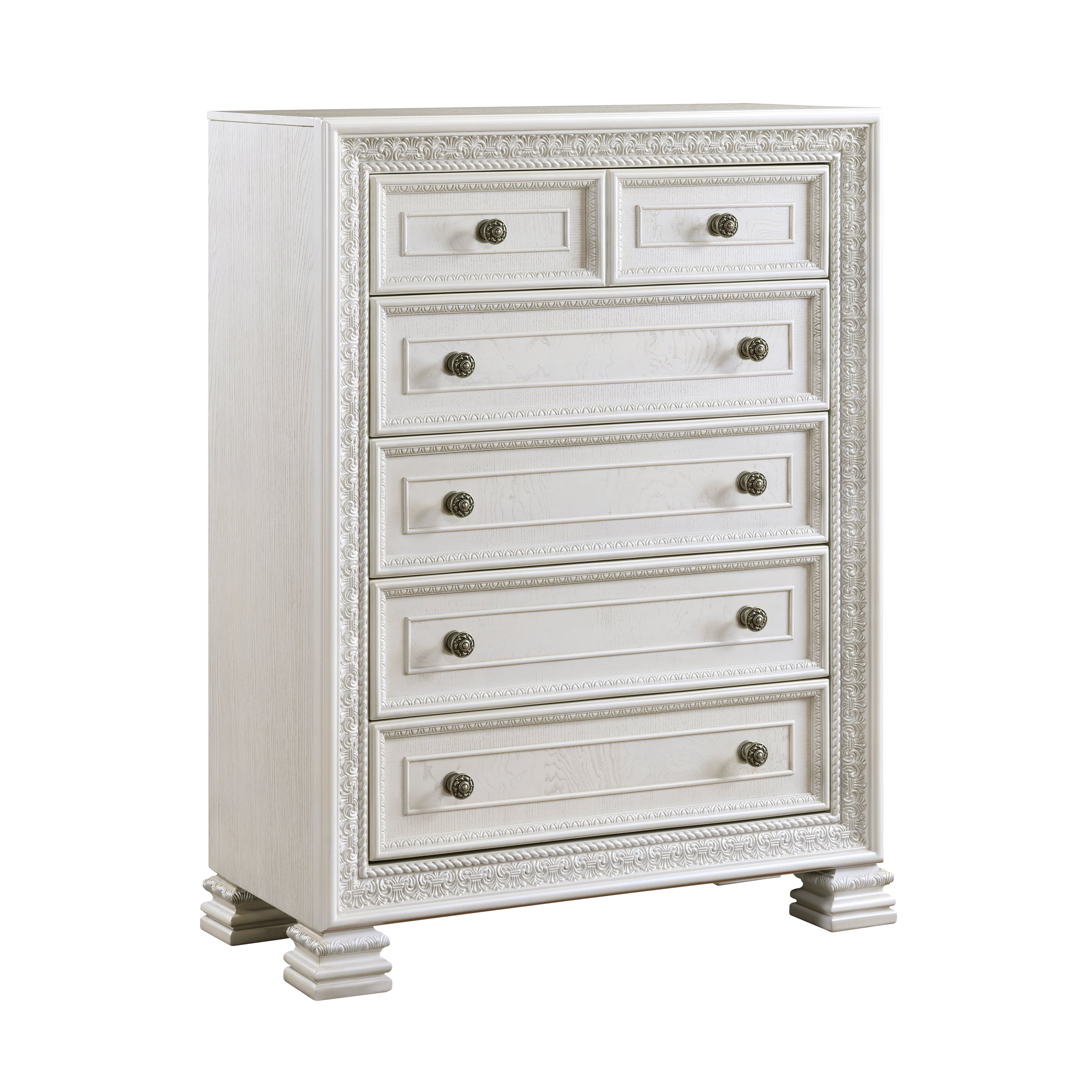 Theodora Pearl White Panel Bedroom Set from Homelegance - Luna Furniture