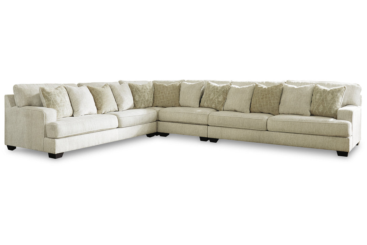 Rawcliffe Parchment 4-Piece Sectional with Ottoman - Ashley - Luna Furniture
