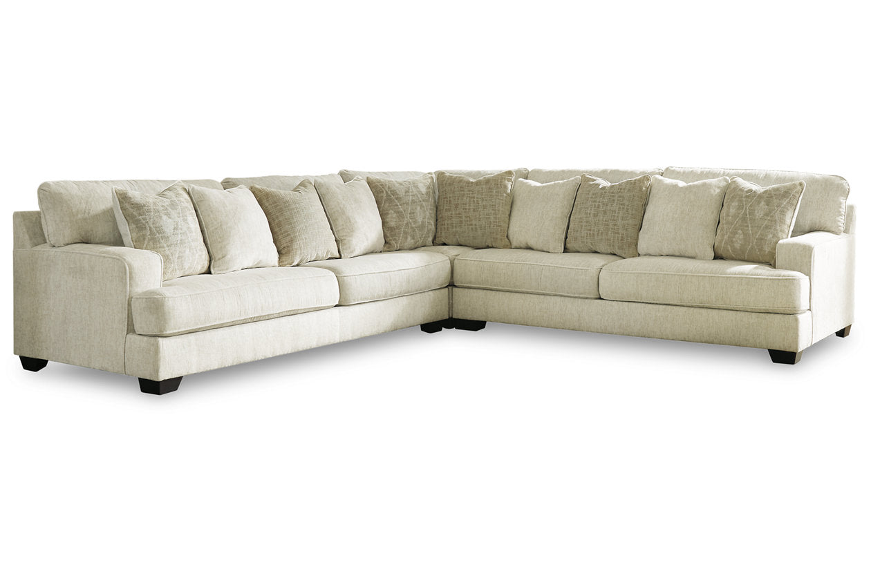 Rawcliffe Parchment 3-Piece Sectional with Ottoman - Ashley - Luna Furniture