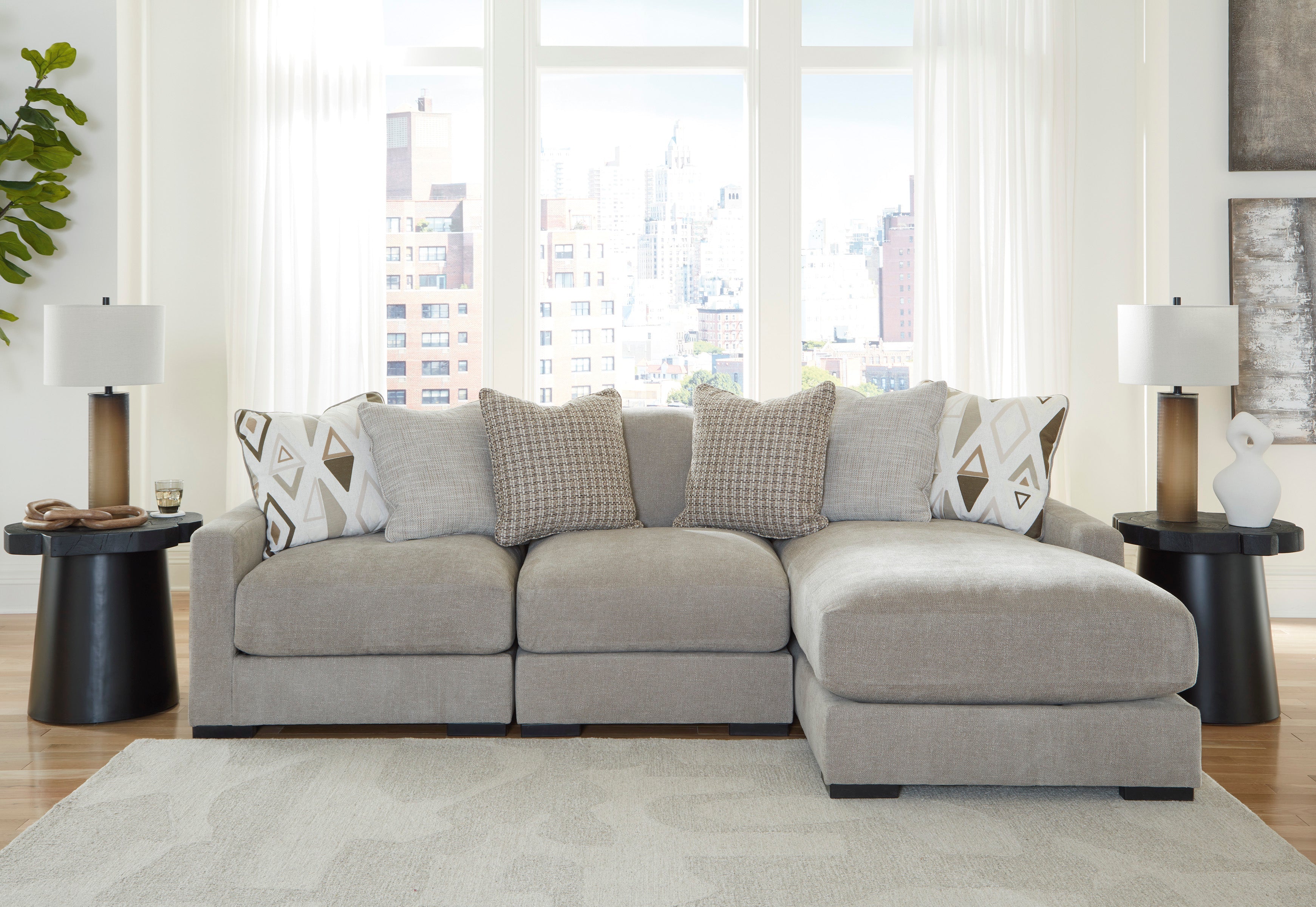 Aslan Court Pebble 3-Piece RAF Chaise Sectional from Ashley - Luna Furniture