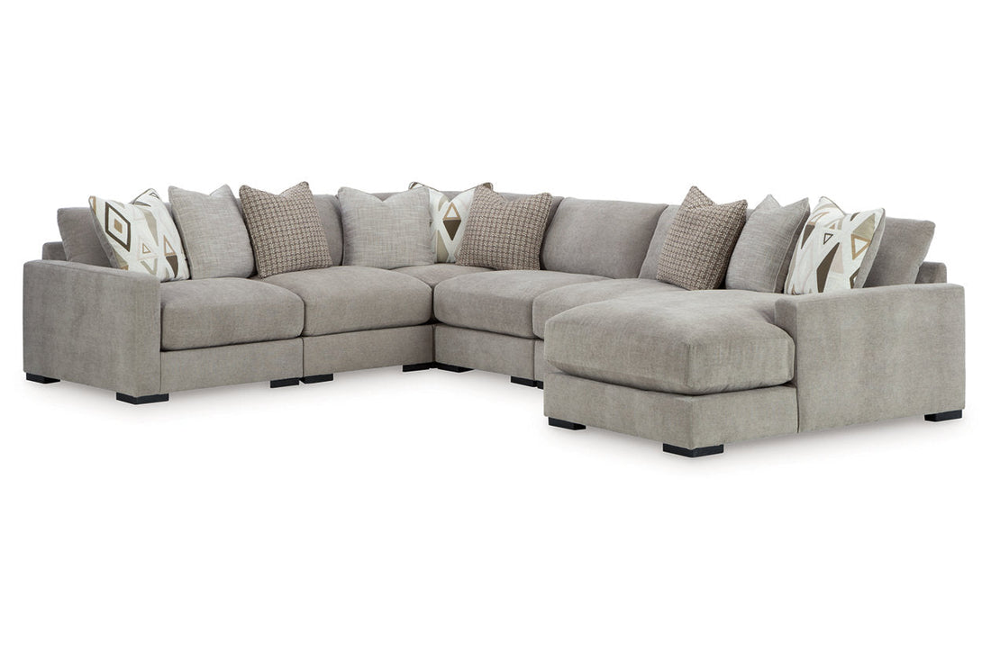Aslan Court Pebble 6-Piece Sectional with Chaise - Ashley - Luna Furniture