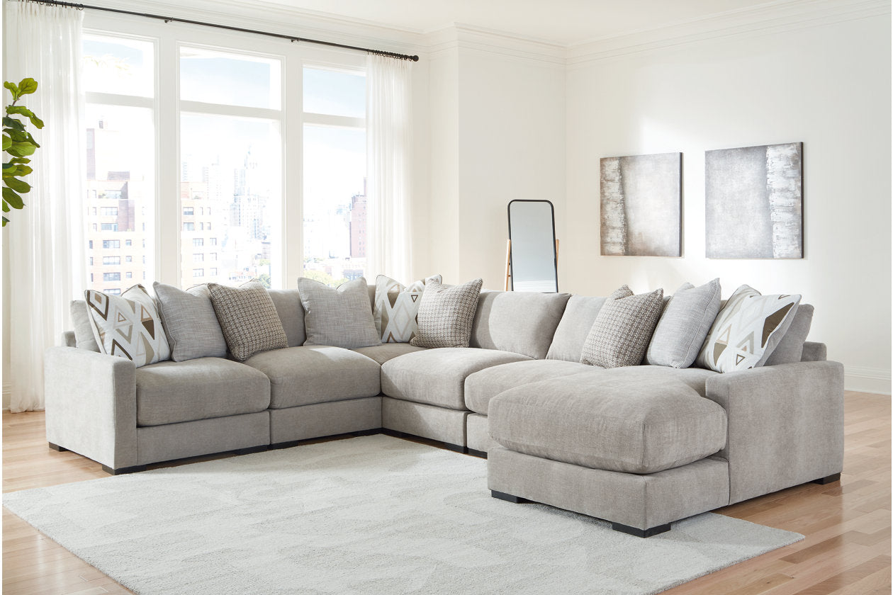 Aslan Court Pebble 6-Piece Sectional with Chaise - Ashley - Luna Furniture