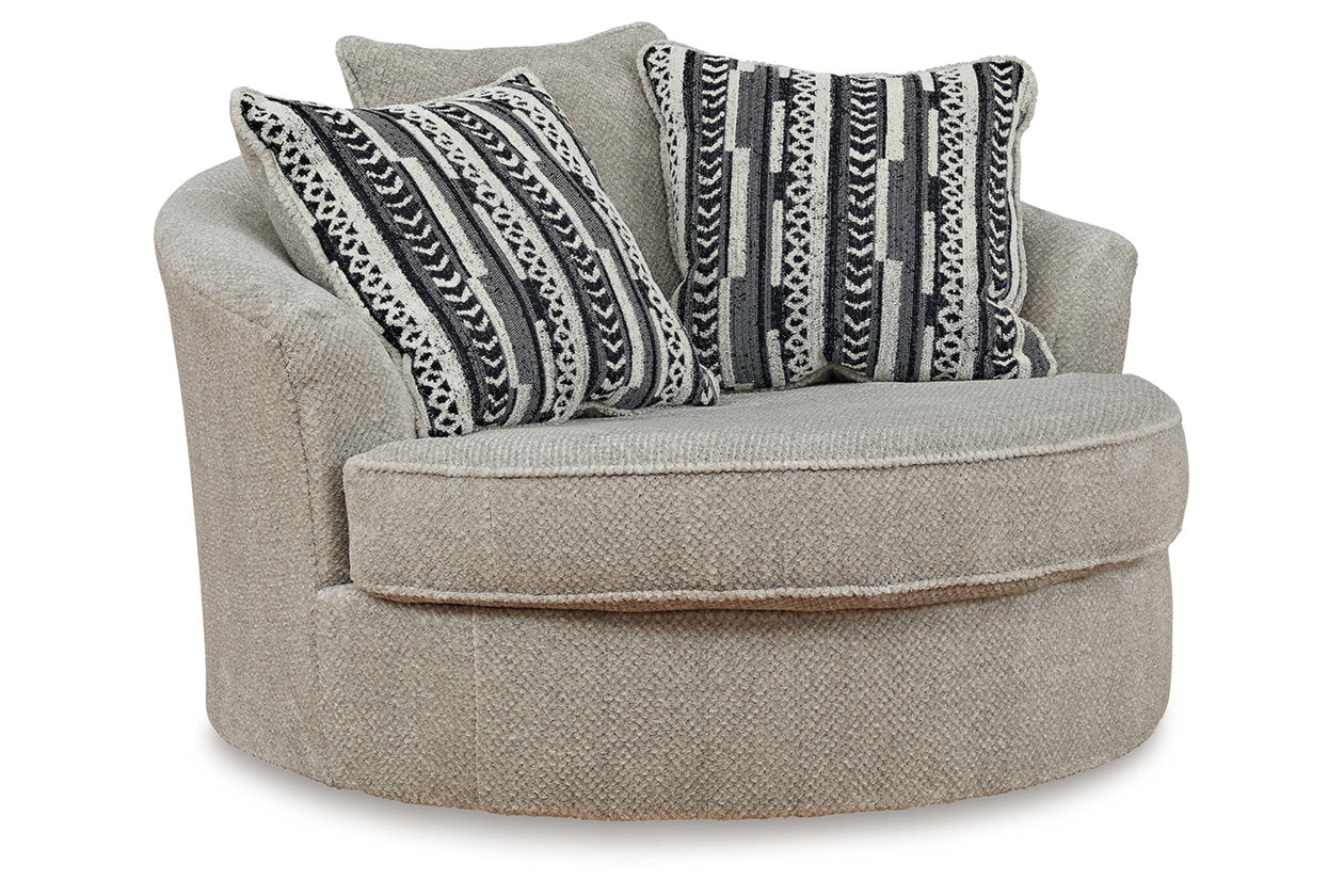 Calnita Sisal Oversized Swivel Chair and Ottoman - Ashley - Luna Furniture