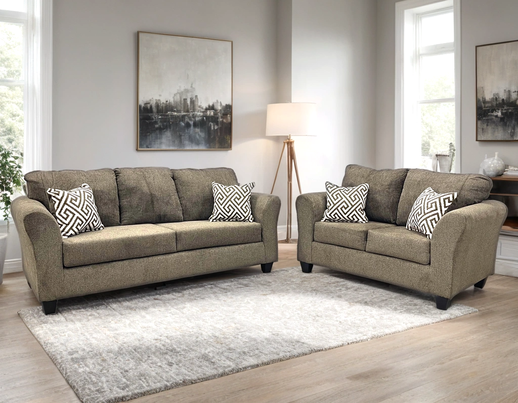 210 BROWN - 2PC Sofa and Loveseat Set - 210 Brown