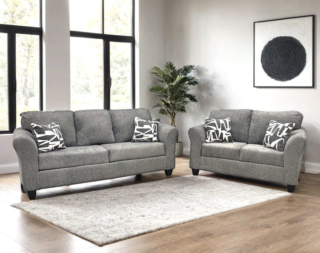 210 GRAY - 2PC Sofa and Loveseat Set - 210 Gray