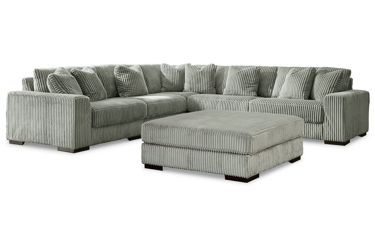 Lindyn Fog 5-Piece Sectional and Ottoman - Ashley - Luna Furniture