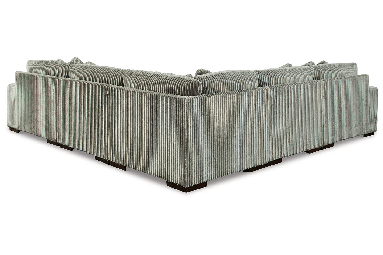 Lindyn Fog 5-Piece Sectional and Ottoman - Ashley - Luna Furniture