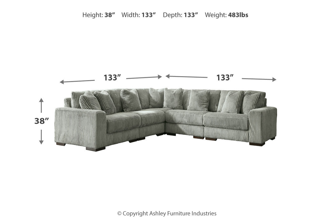 Lindyn Fog 5-Piece Sectional and Ottoman - Ashley - Luna Furniture