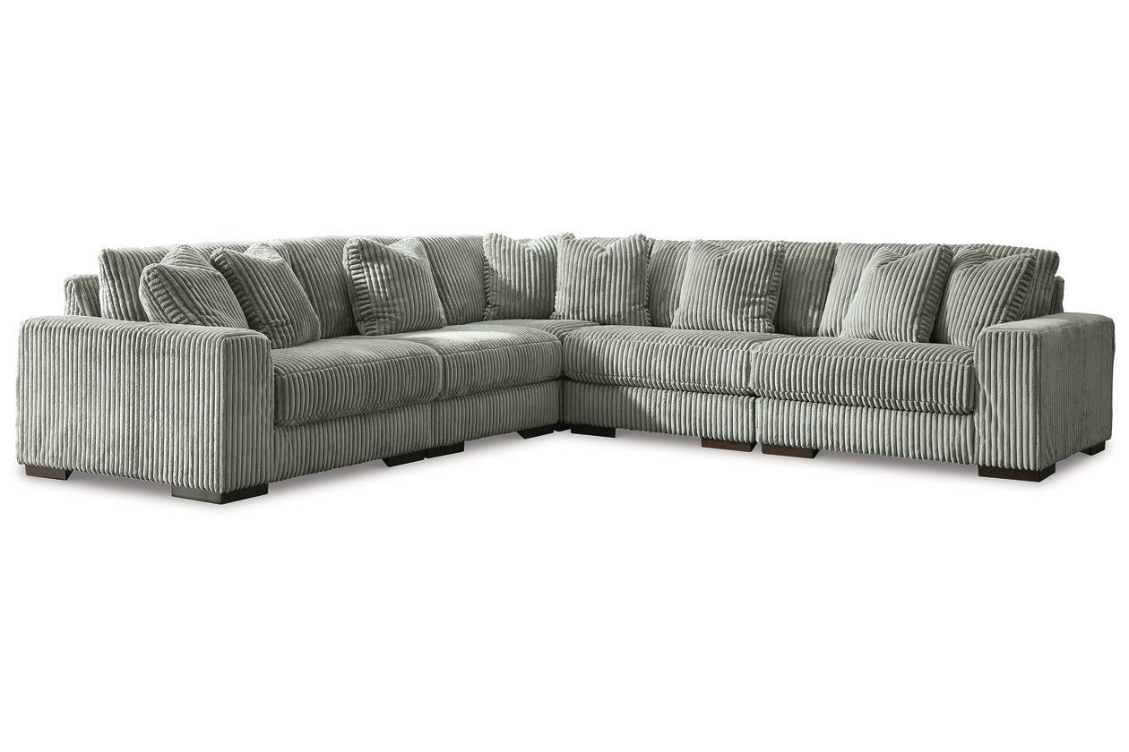 Lindyn Fog 5-Piece Sectional and Ottoman - Ashley - Luna Furniture