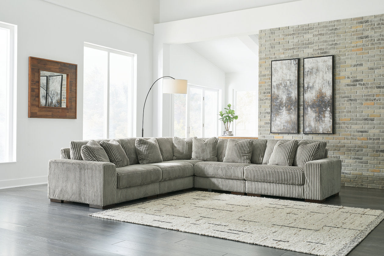 Lindyn Fog 5-Piece Sectional and Ottoman - Ashley - Luna Furniture