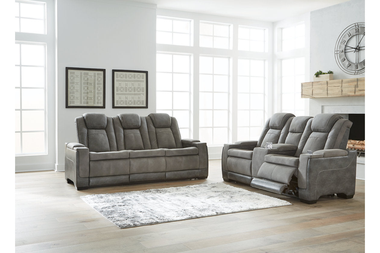 Next-Gen DuraPella Slate Power Reclining Sofa and Loveseat - Ashley - Luna Furniture