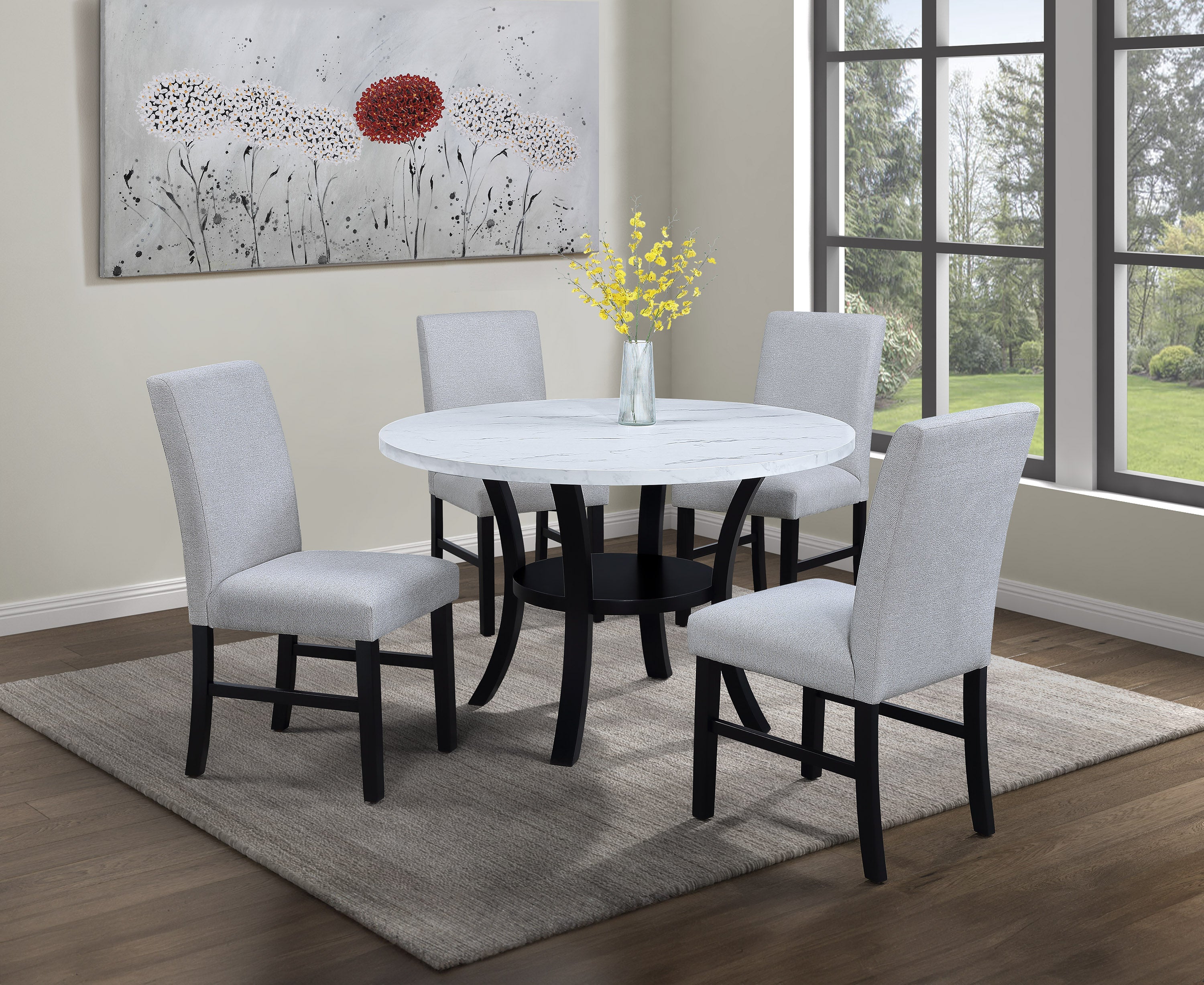 Isla Light Gray Round Dining Set from Crown Mark - Luna Furniture