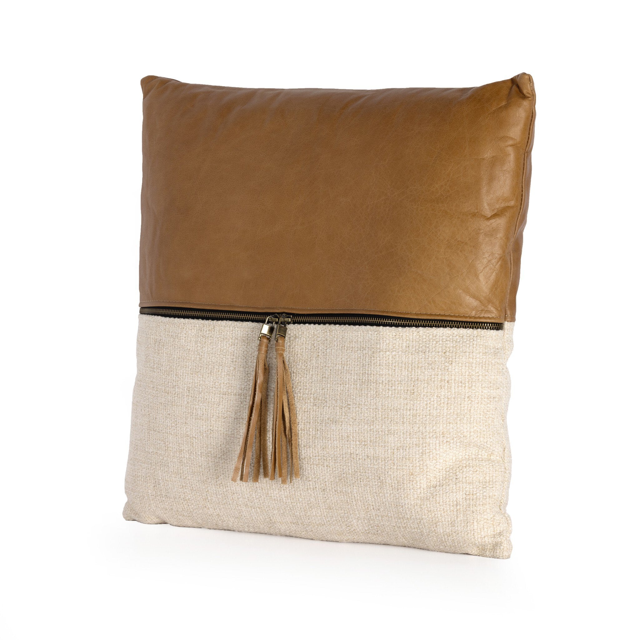 Leather and Linen Pillow in Sonoma Butterscotch
