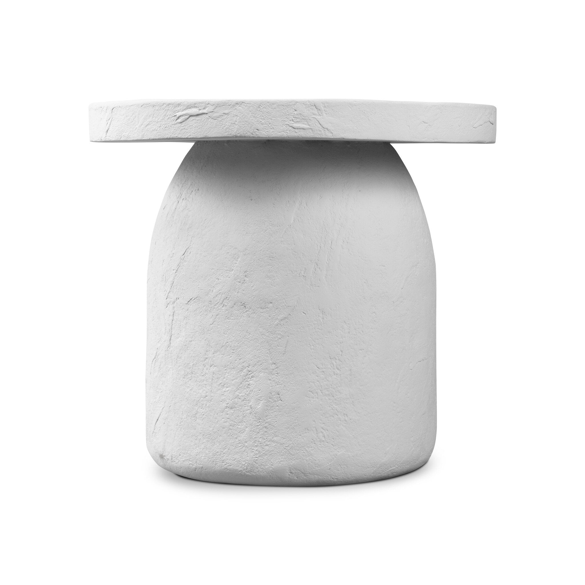Paz Outdoor End Table in Plaster Molded Concrete