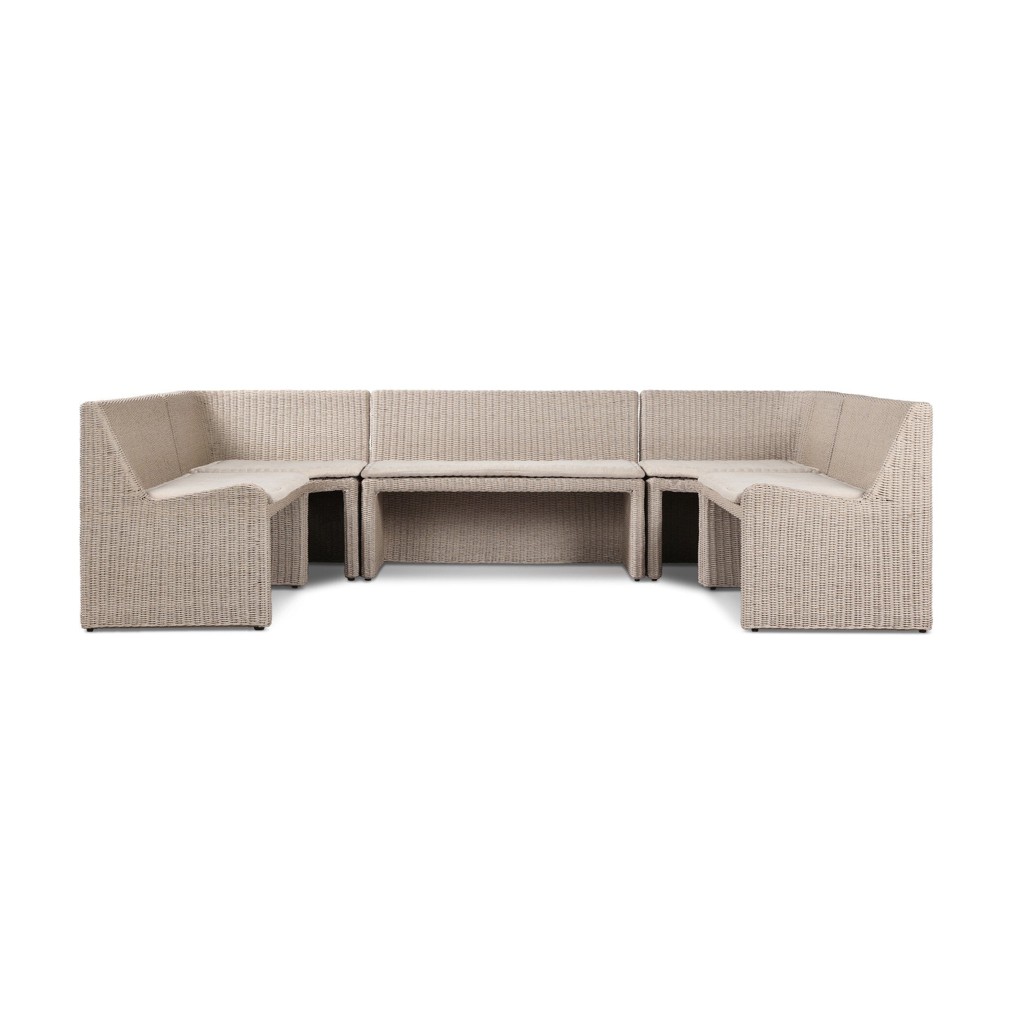 Senna Outdoor Dining Banquette U-Shape in Vintage White
