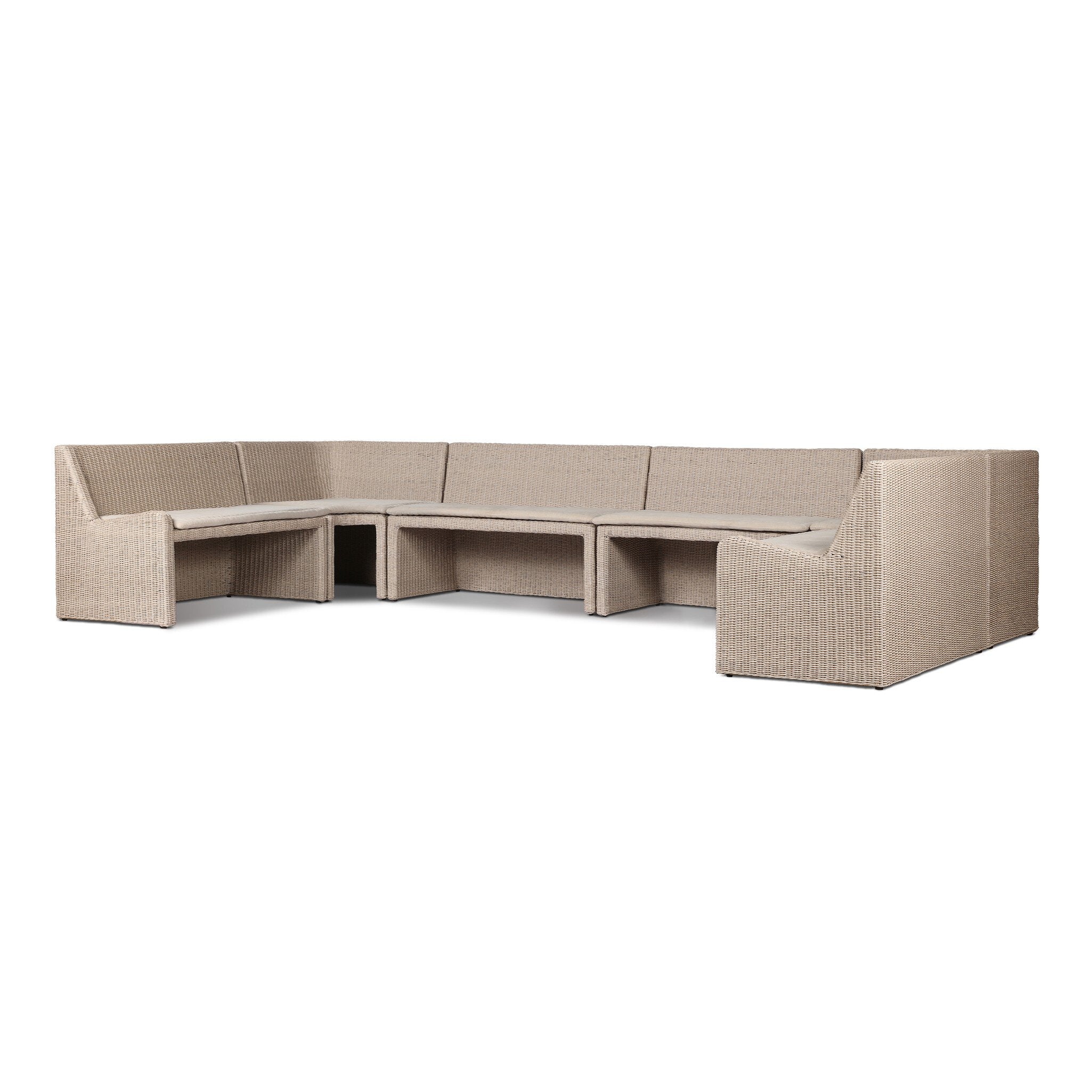 Senna Outdoor Dining Banquette U-Shape in Vintage White