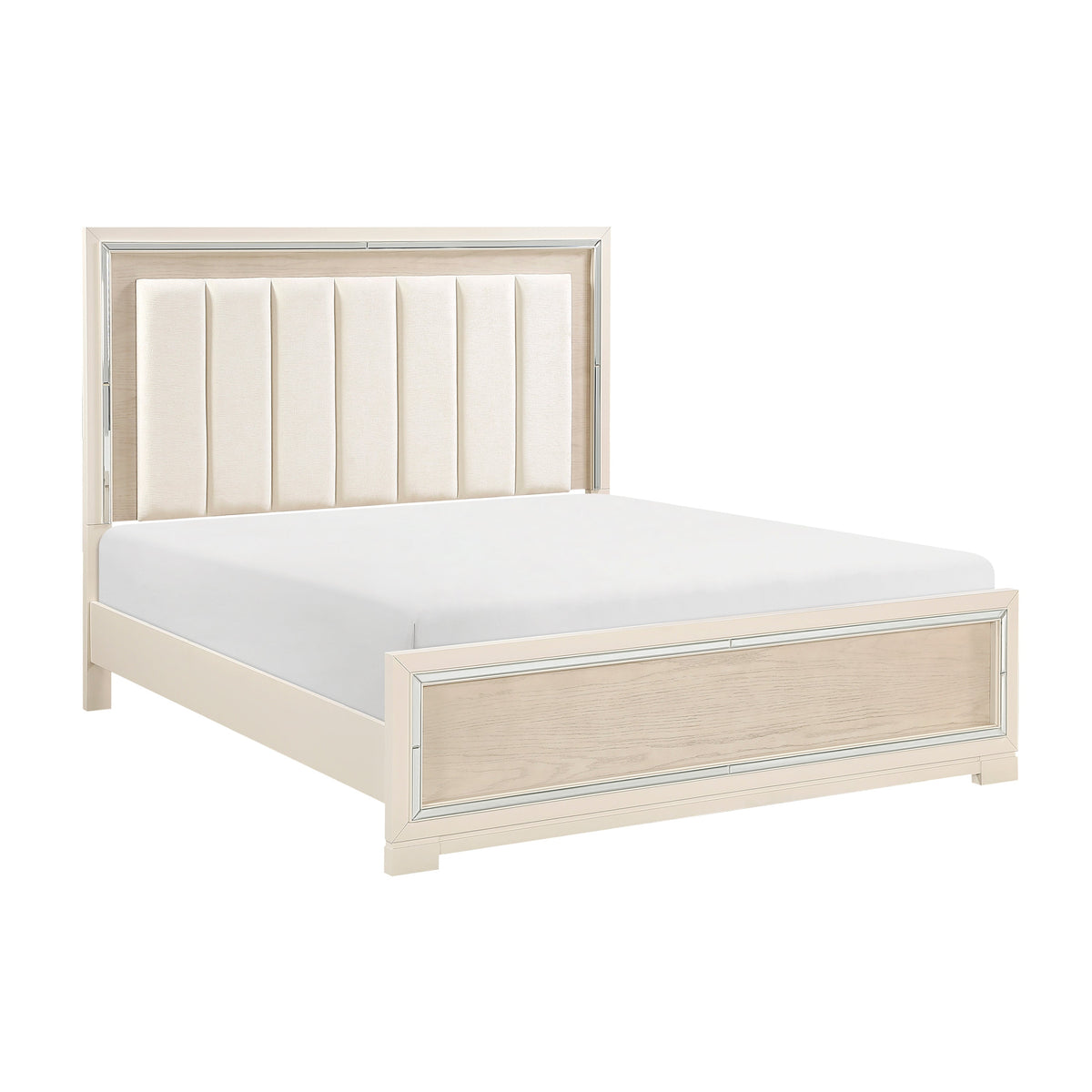 Alabaster Light Gray/Cream Queen Bed