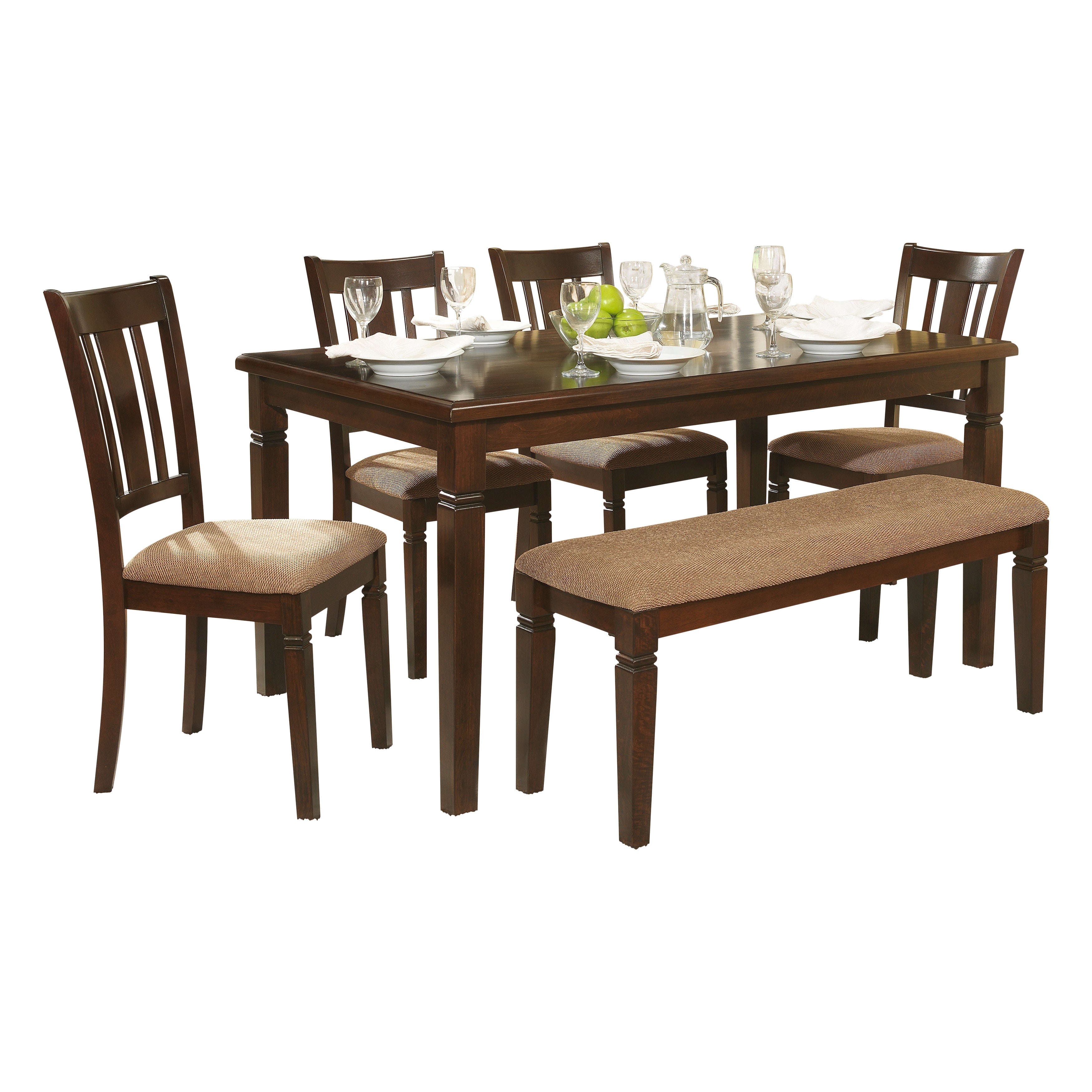 2538-60*6 6pc set (TABLE + 4 SIDE CHAIRS + 1 BENCH) - 2538-60*6