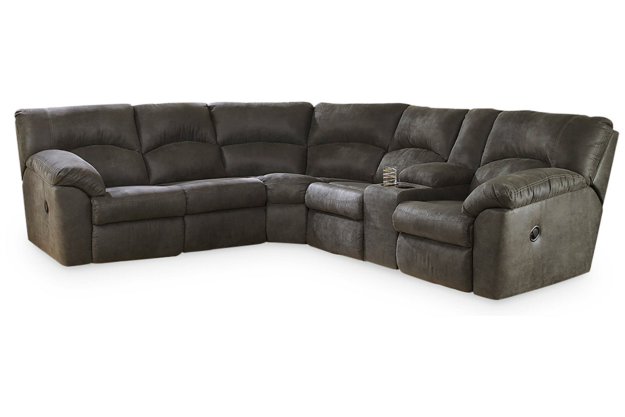 Tambo Pewter 2-Piece Sectional with Recliner - Ashley - Luna Furniture