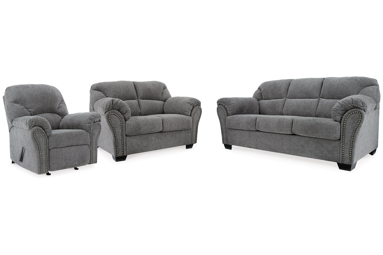 Allmaxx Pewter Sofa, Loveseat and Recliner - Ashley - Luna Furniture