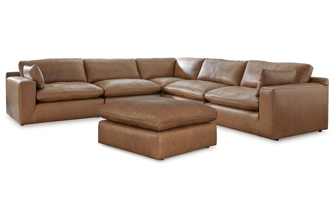 Emilia Caramel 5-Piece Sectional and Ottoman - Ashley - Luna Furniture