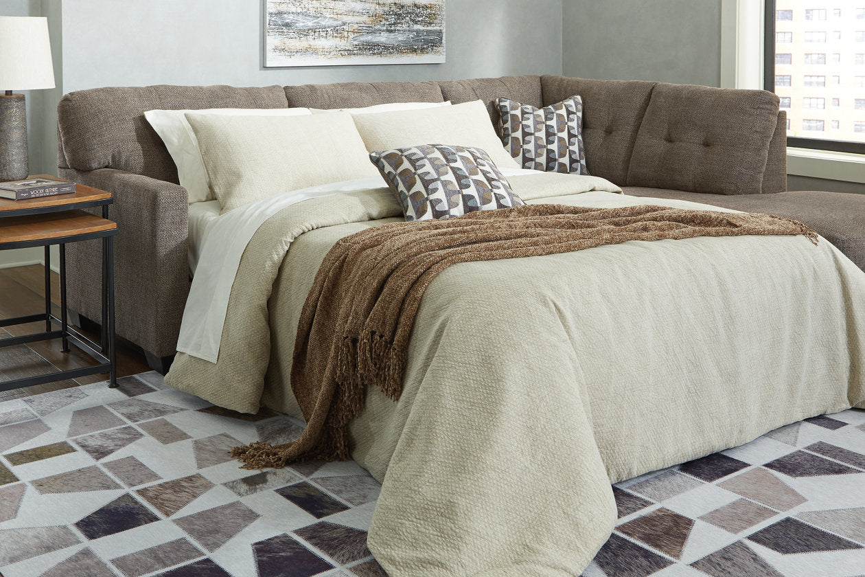 Mahoney Chocolate 2-Piece Sleeper Sectional with Chaise - Ashley - Luna Furniture