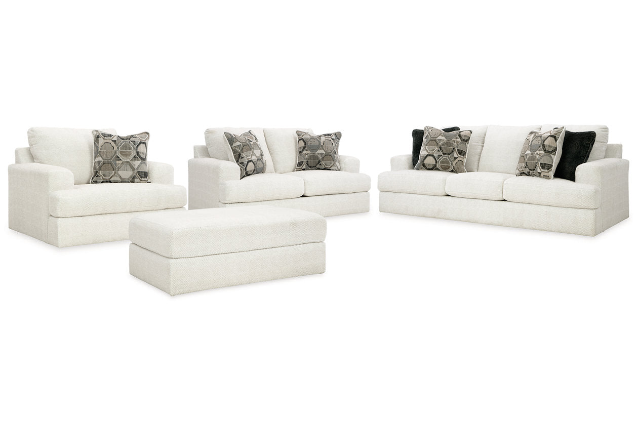 Karinne Linen Sofa, Loveseat, Oversized Chair and Ottoman - Ashley - Luna Furniture