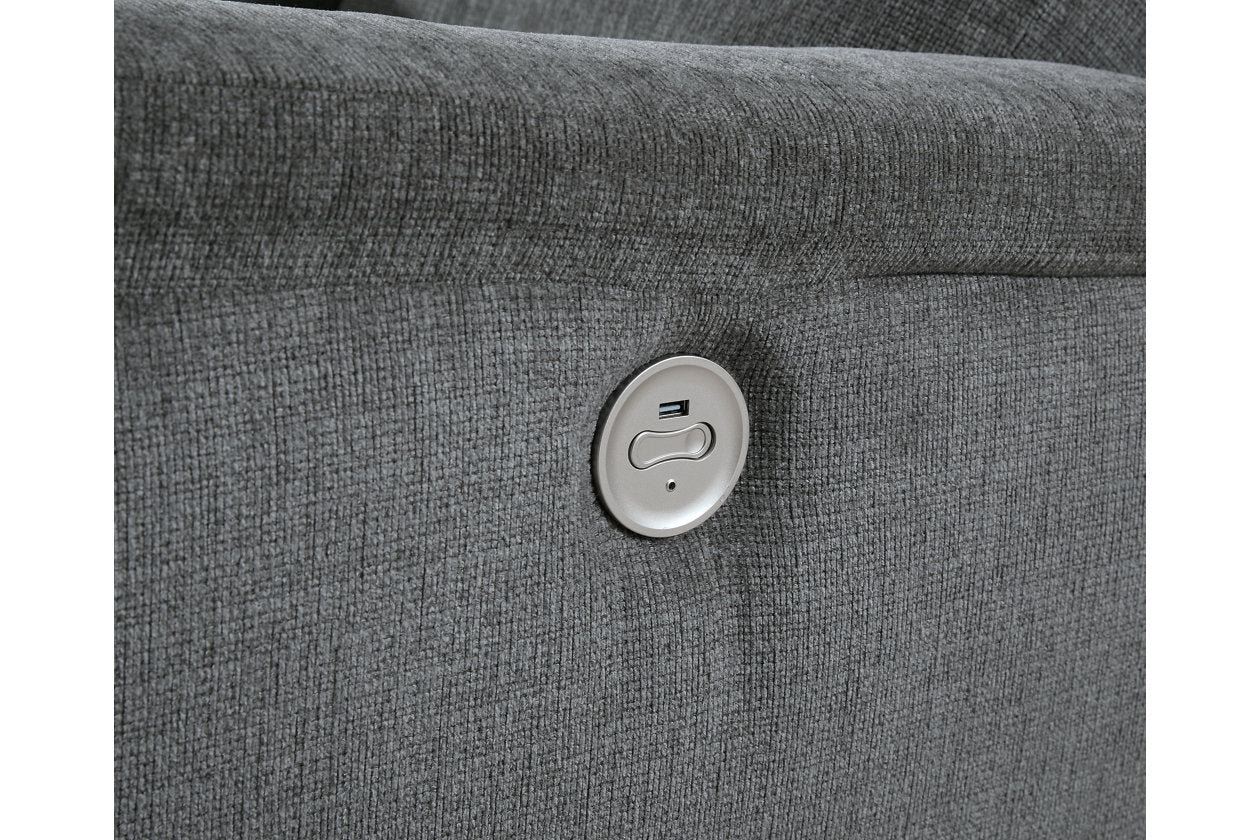Barnsana Gravel Power Reclining Sofa, Loveseat and Recliner - Ashley - Luna Furniture
