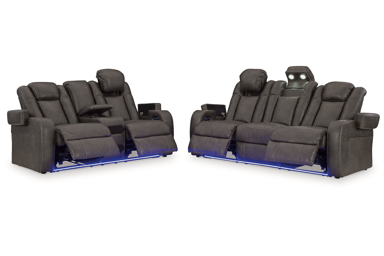Fyne-Dyme Shadow Power Reclining Living Room Set - Ashley - Luna Furniture
